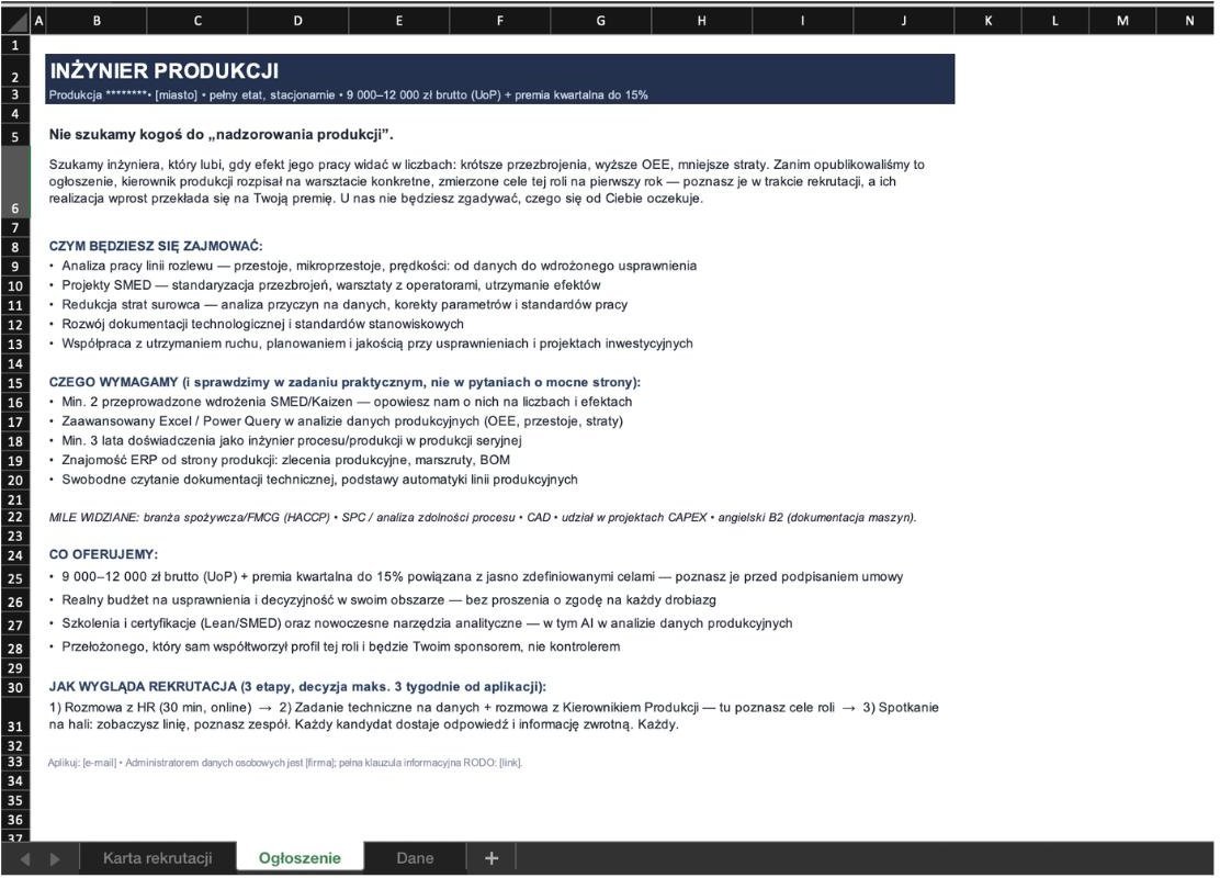 Treść oferty szkoleniowej wygenerowana przez asystenta AI dla zachowania spójnego stylu
